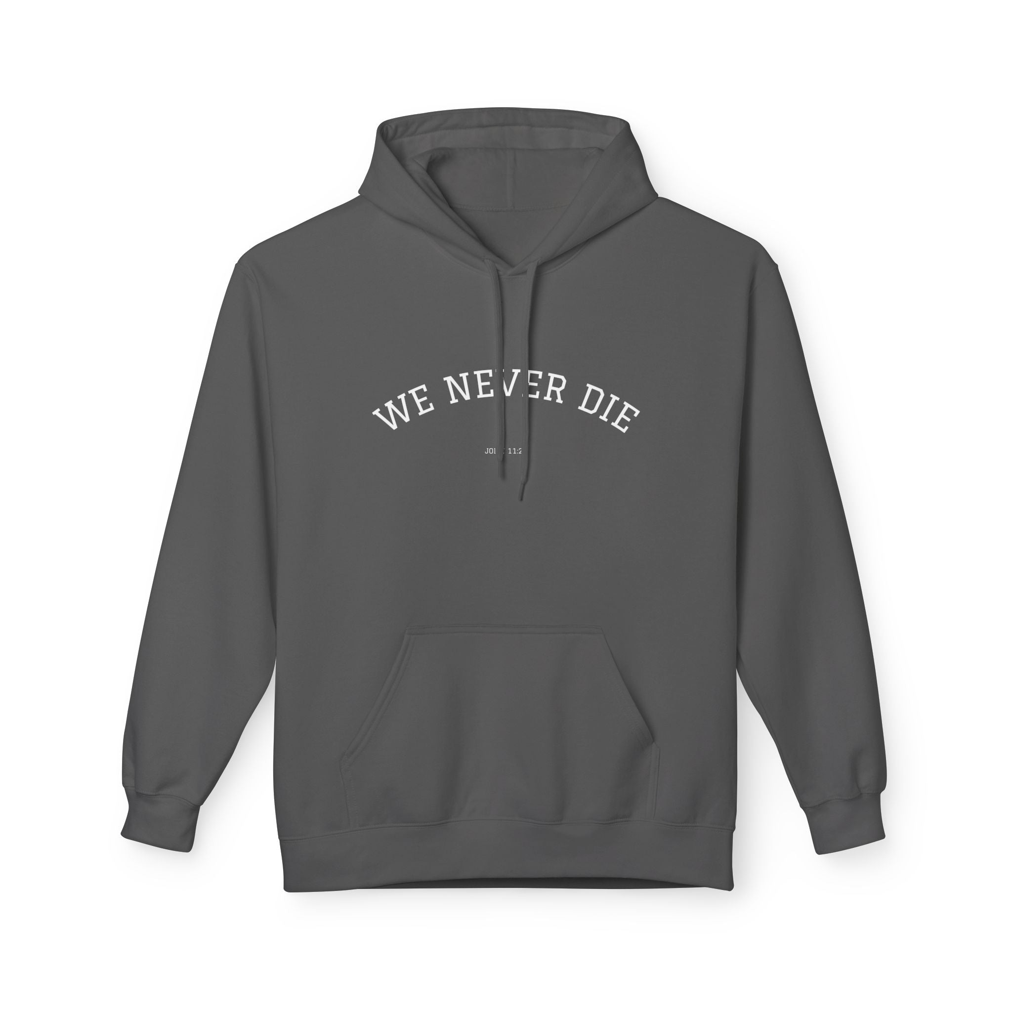 We Never Die Hoodie — Vintage Angel Graphic Spiritual Comfort Pullover